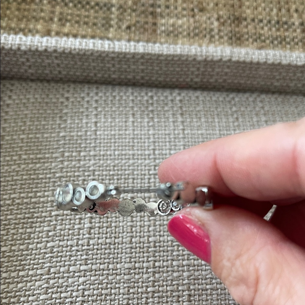 Silver and Cubic Zirconia Hoop Earrings - Picture 6 of 8